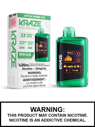 Kraze HD mega Apple Bomb Ice 20mg/ml disposable(Provincial)