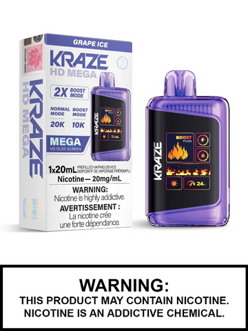 Kraze HD mega Grape ice 20mg/ml jetable (provincial)