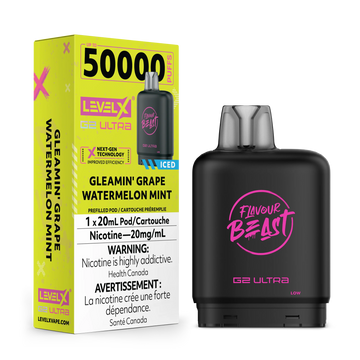 Flavour Beast Ultra G2 Gleamin’ Grape Watermelon Mint Iced Level X pod 20mg (Provincial)