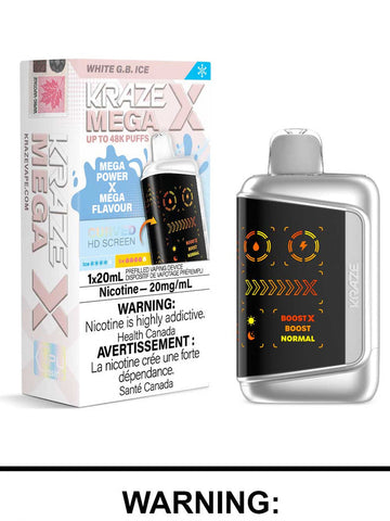 Kraze Mega X 48K White G.B Ice 20mg/mL Disposable (Provincial)