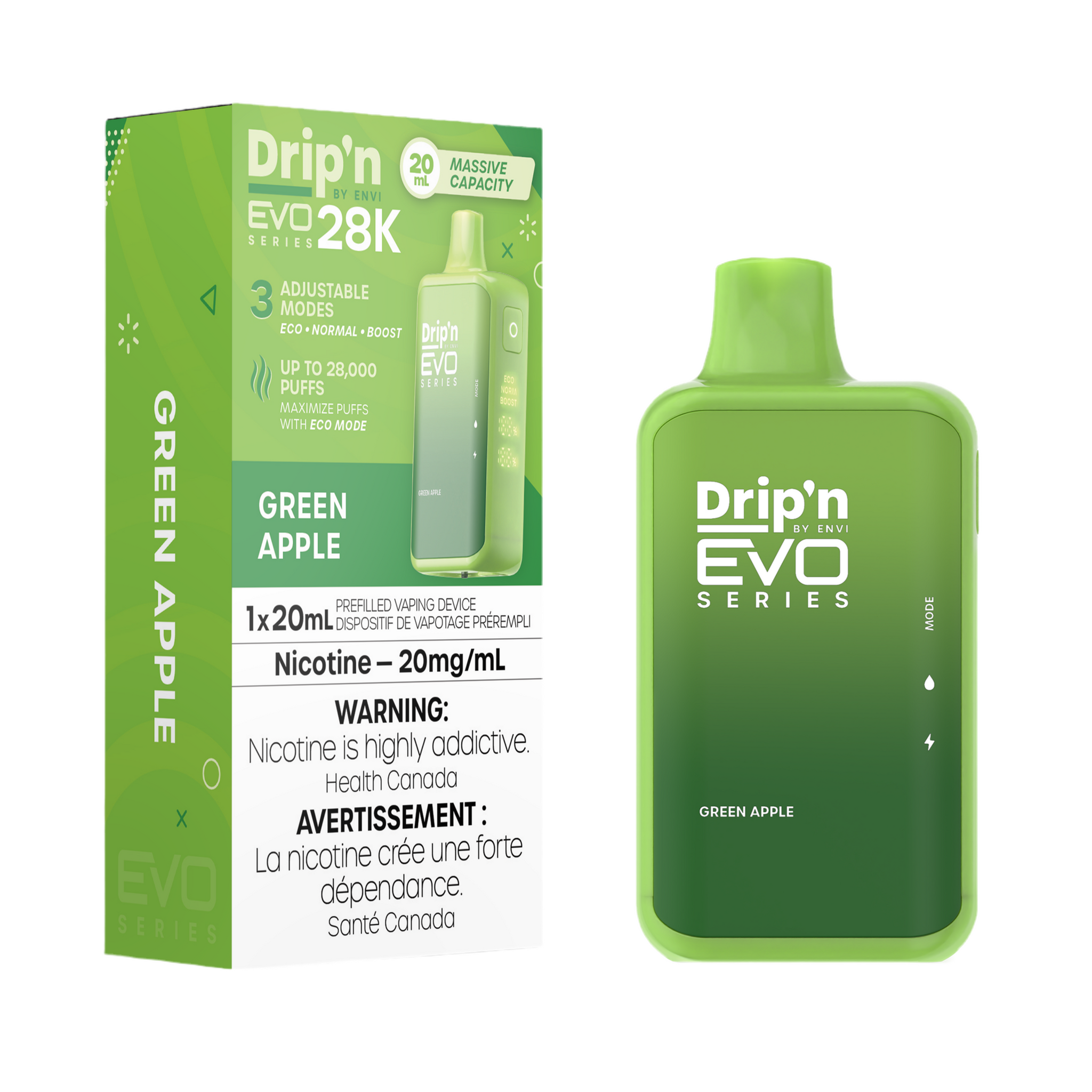 Drip'n EVO 28k – Pomme verte 20 mg/ml jetable 