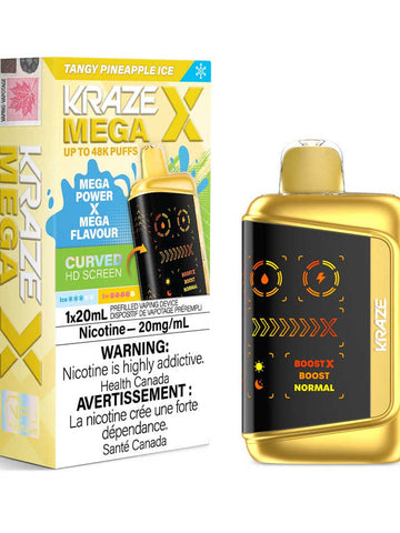 Kraze Mega X 48K Tangy Pineapple Ice 20mg/mL Disposable (Provincial)