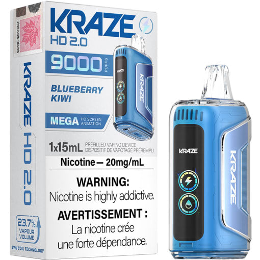 Kraze HD9K Myrtille kiwi 20 mg/ml jetable