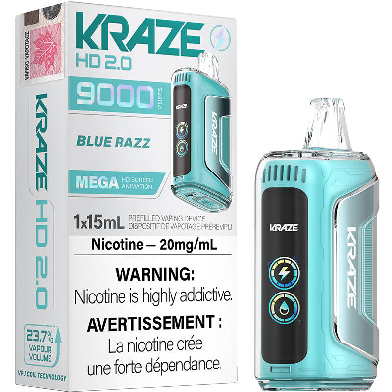 Kraze HD9K Blue Razz 20mg/ml disposable