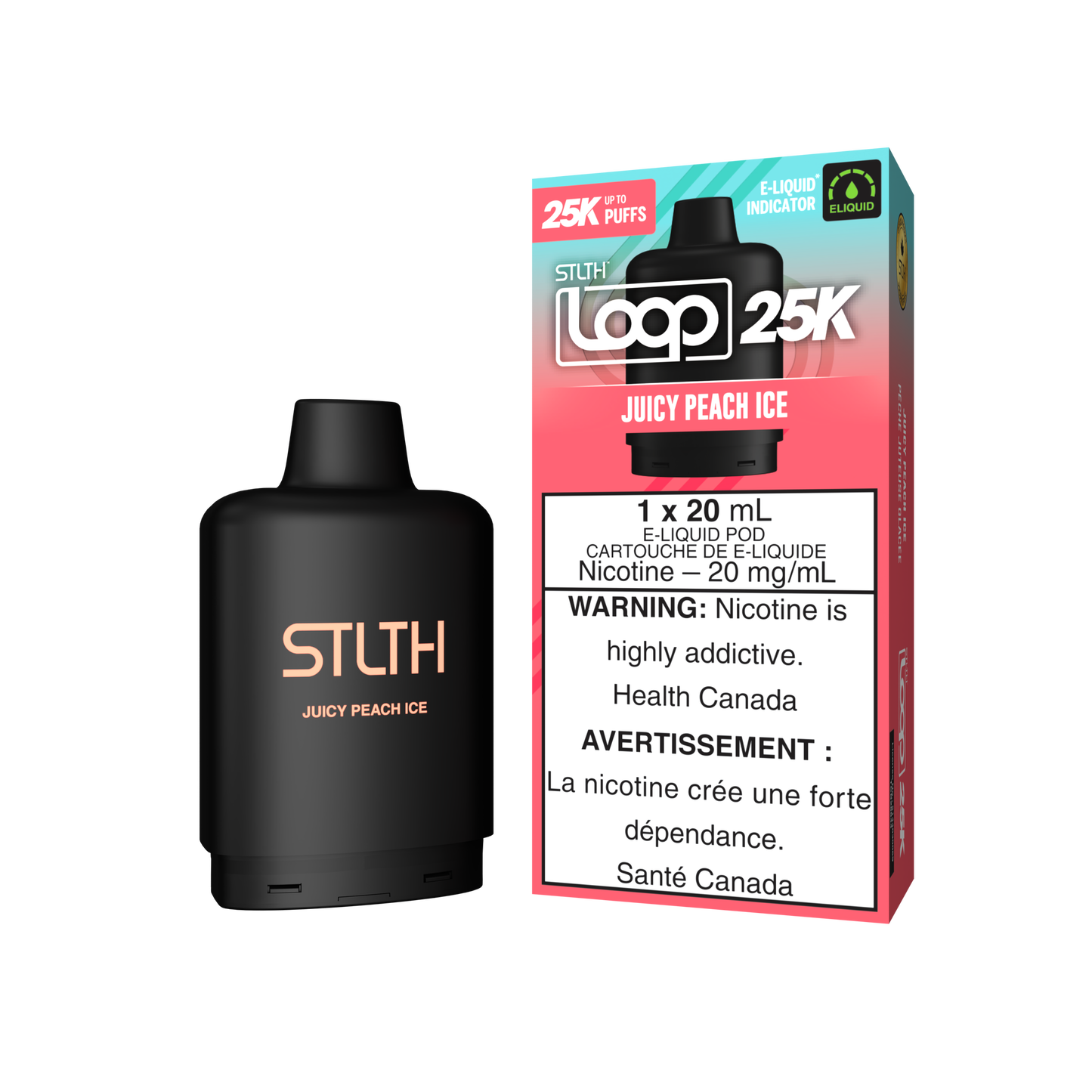 Gousse Stlth Loop 25k Pêche glacée juteuse 20 mg/ml (Provincial)