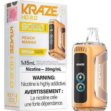 Kraze HD9K Pêche mangue 20 mg/ml jetable