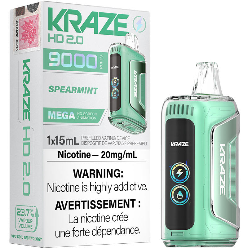 Kraze HD9K Menthe verte 20 mg/ml à usage unique