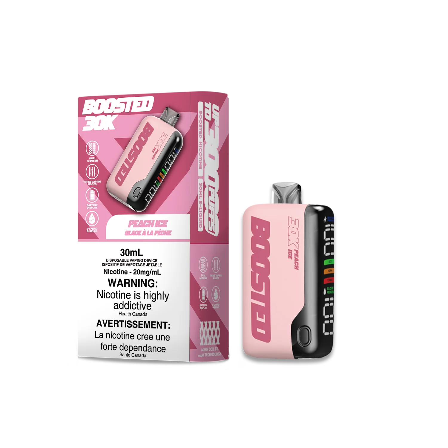 Boosted 30k Peach Ice 20mg disposable (provincial)