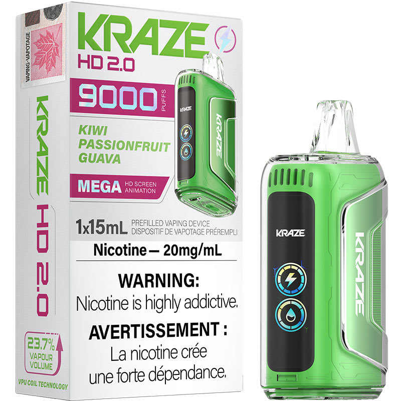 Kraze HD9K Kiwi fruit de la passion goyave 20 mg/ml jetable