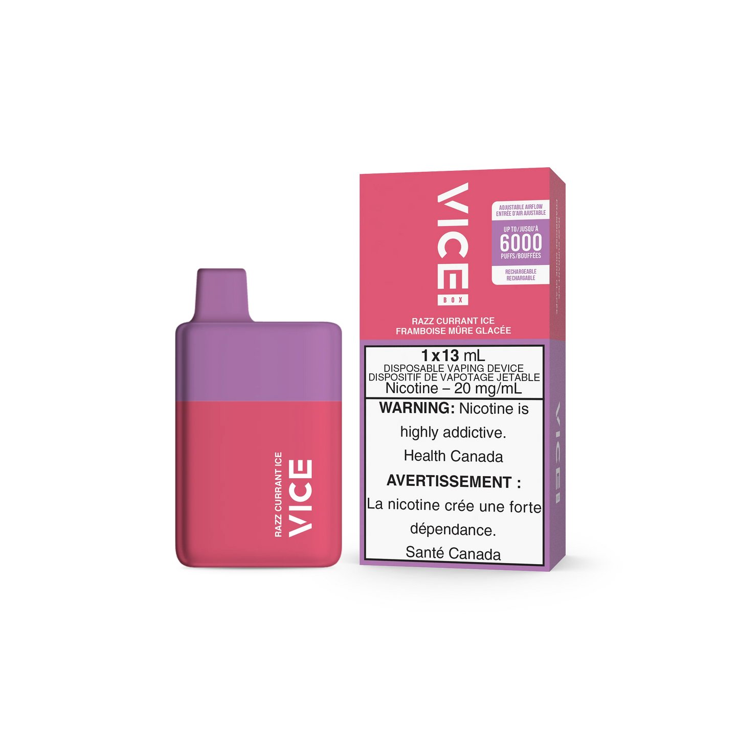 Vice box 6000 Razz currant ice 20mg/ml jetable