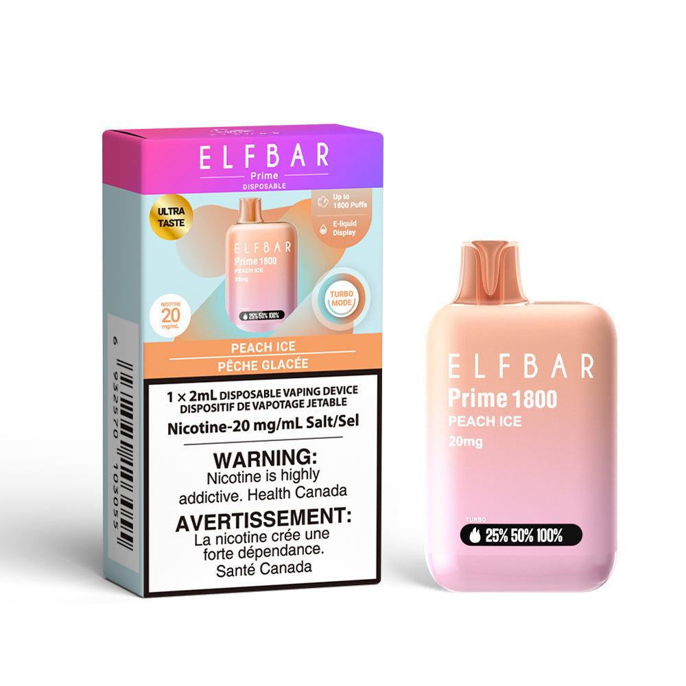 Elfbar Prime Peach Ice 1800 puffs 20mg/ml disposable vape (provincial)