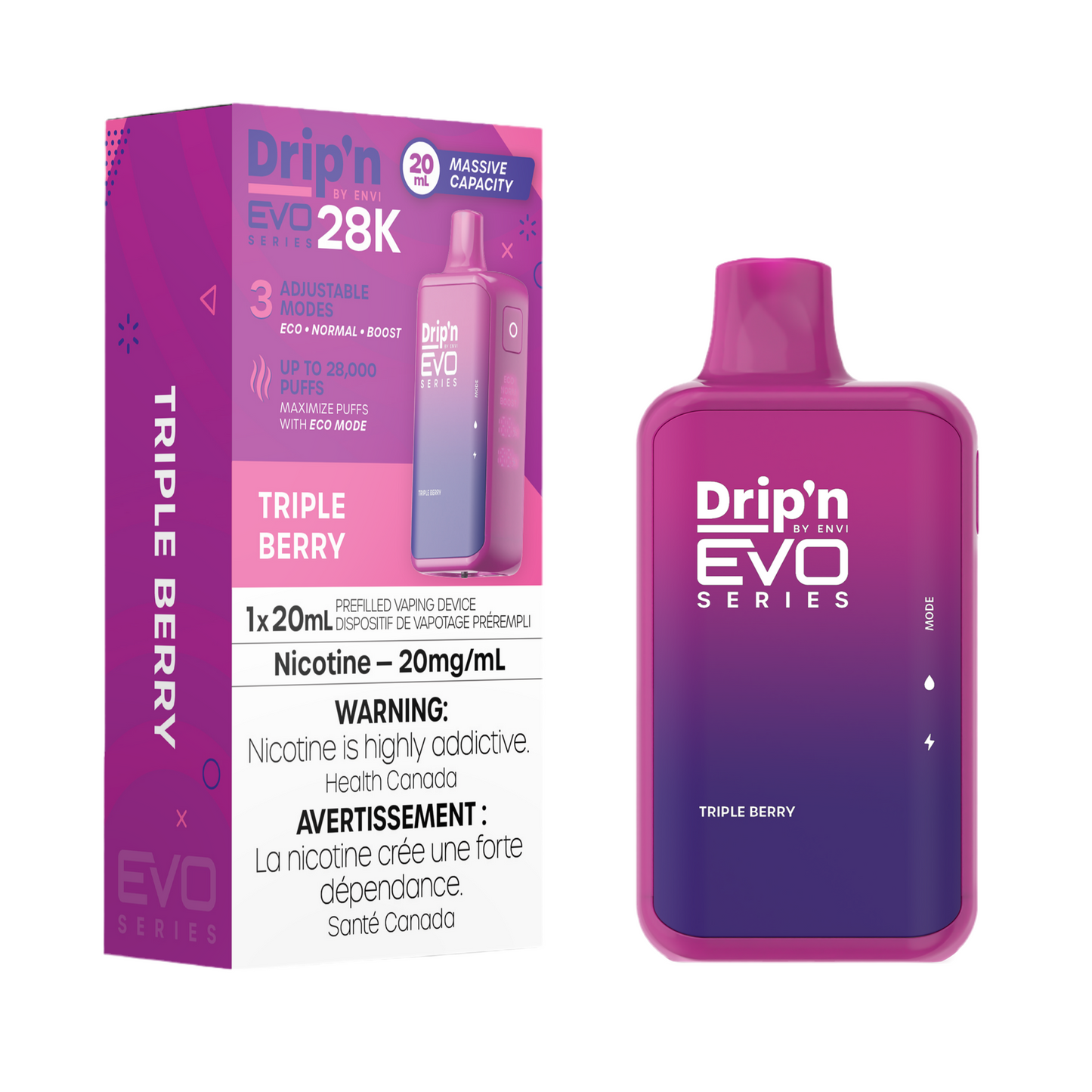 Drip'n EVO 28k – Triple Berry 20 mg/ml jetable 