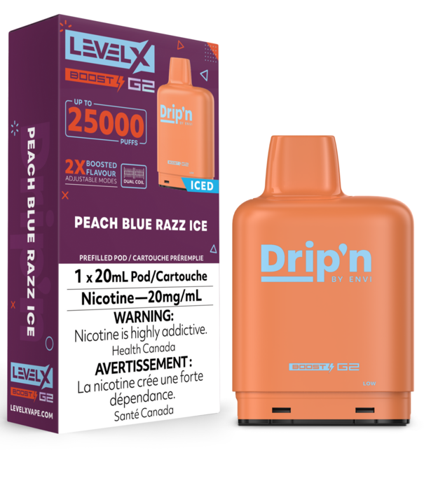 Drip’n G2 Peach Blue Razz Ice level x pod 20mg (provincial)