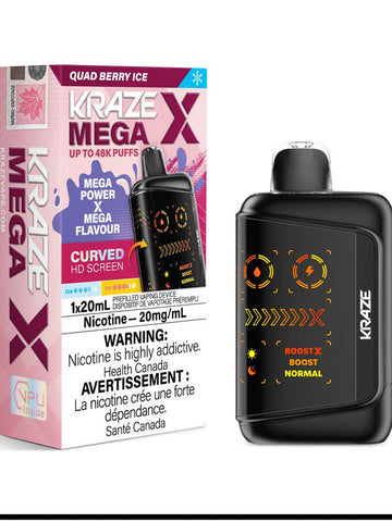 Kraze Mega X 48K Quad Berry Ice 20mg/mL Disposable (Provincial)