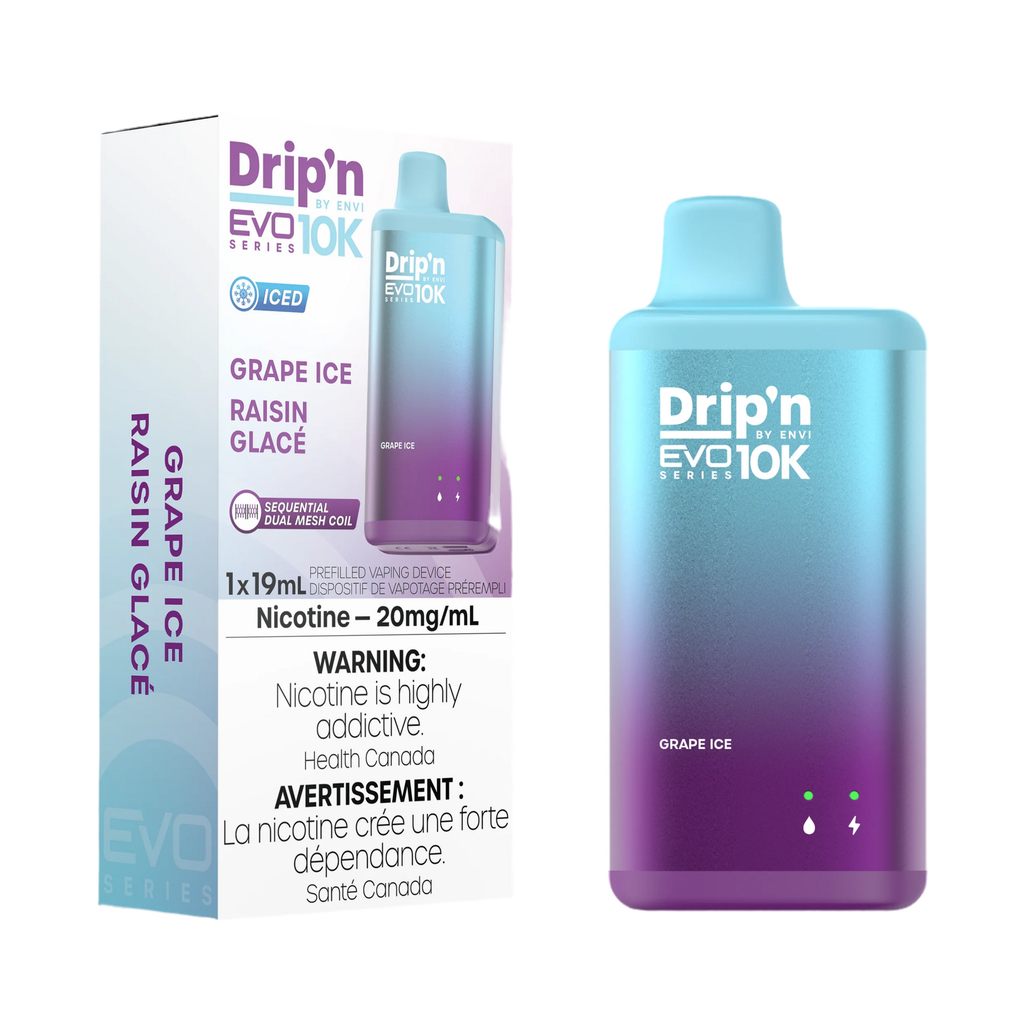 Drip’n EVO 10K Grape Ice 20mg/ml disposable