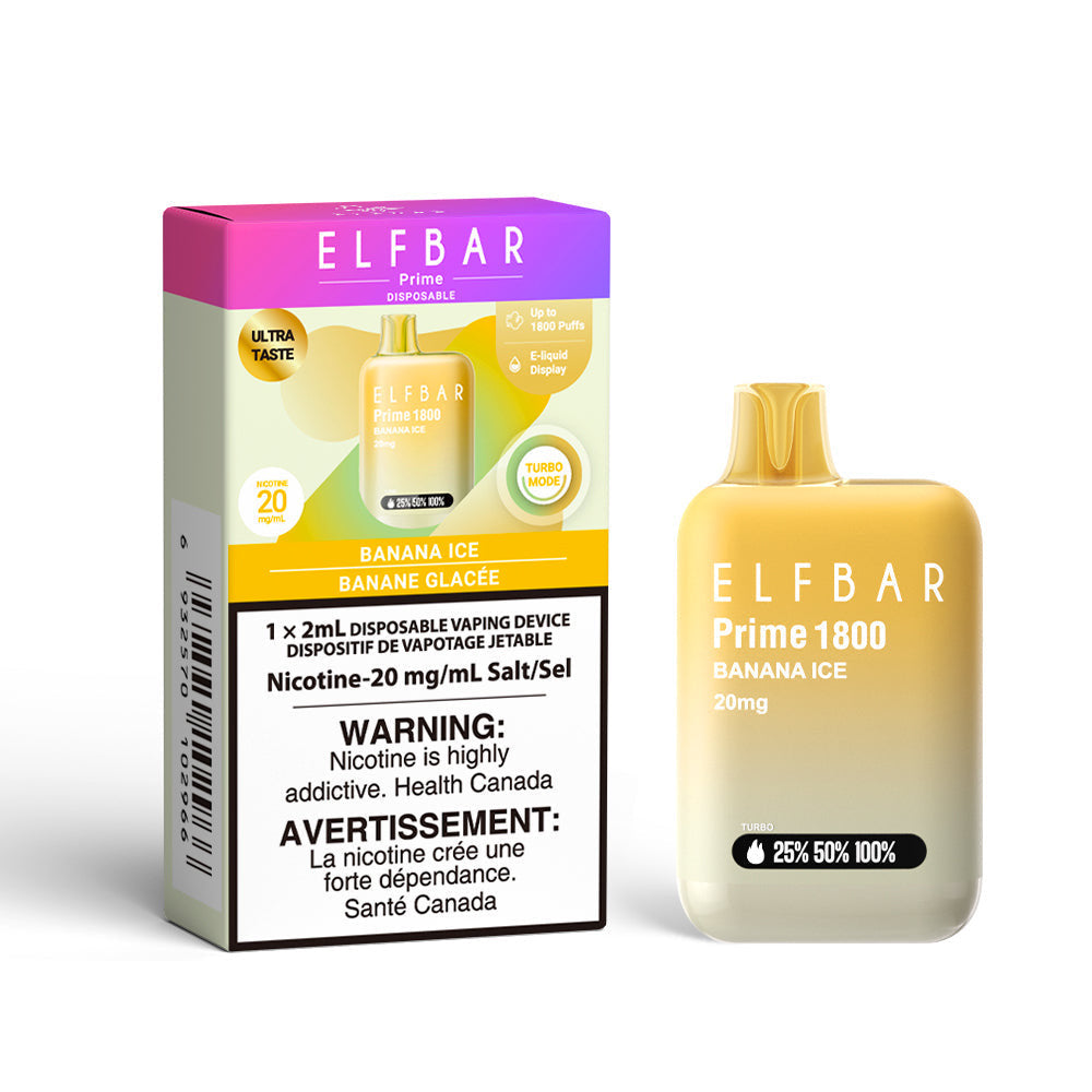 Elfbar Prime Banana Ice 1800 puffs 20mg/ml disposable vape (Provincial)