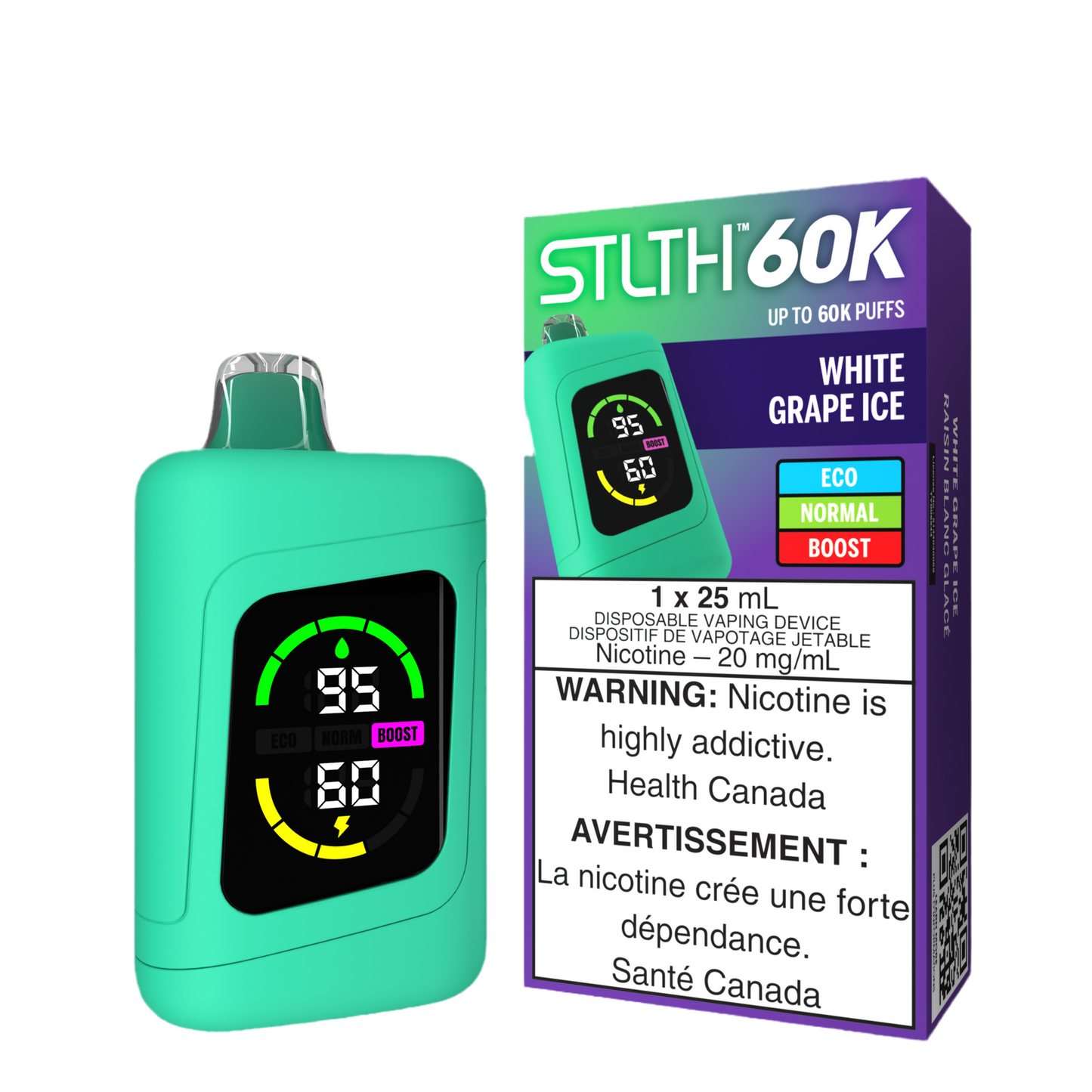 Stlth 60K White Grape Ice 20mg/mL Disposable (Provincial)