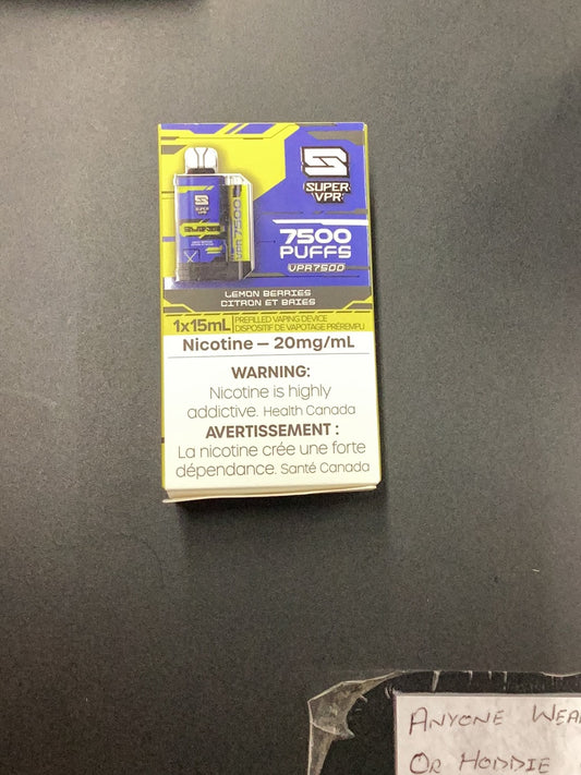 Super vpr 7500 Lemon Berries disposable vape 20mg