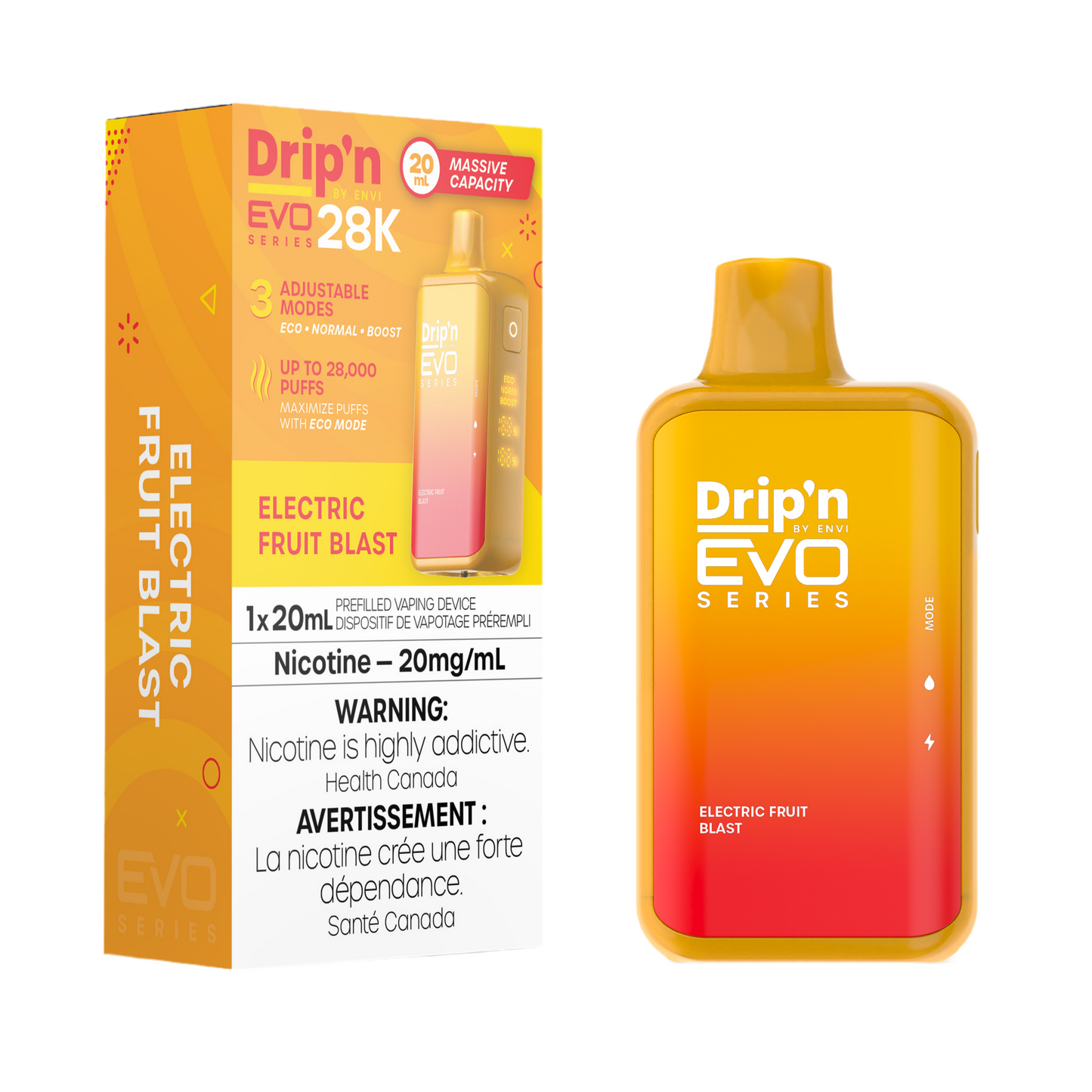 Drip'n EVO 28k – Vaporisateur électrique à usage unique Fruit Blast 20 mg/ml 