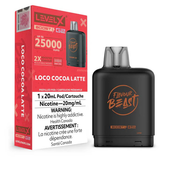 Flavour Beast Boost G2 Loco Cocoa Latte Level X pod 20mg (Provincial)