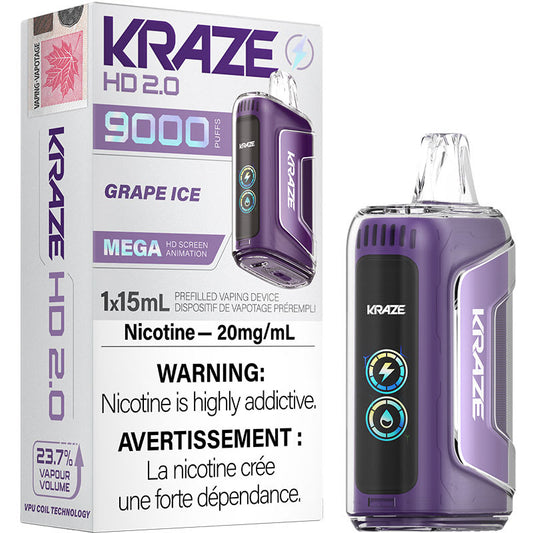 Kraze HD9K Glace au raisin 20 mg/ml jetable