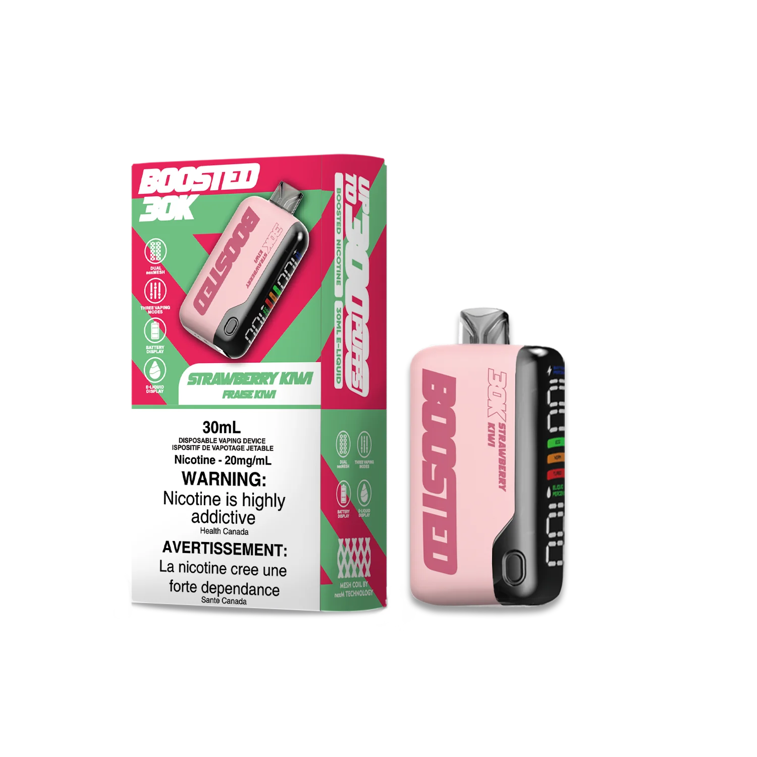 Boosted 30k Strawberry Kiwi 20mg disposable (provincial)