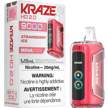 Kraze HD9K Glace à la fraise 20 mg/ml jetable