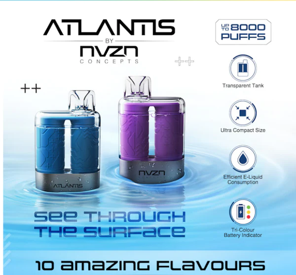 Atlantis 8000 Blue Razz Blast 20 mg/ml jetable