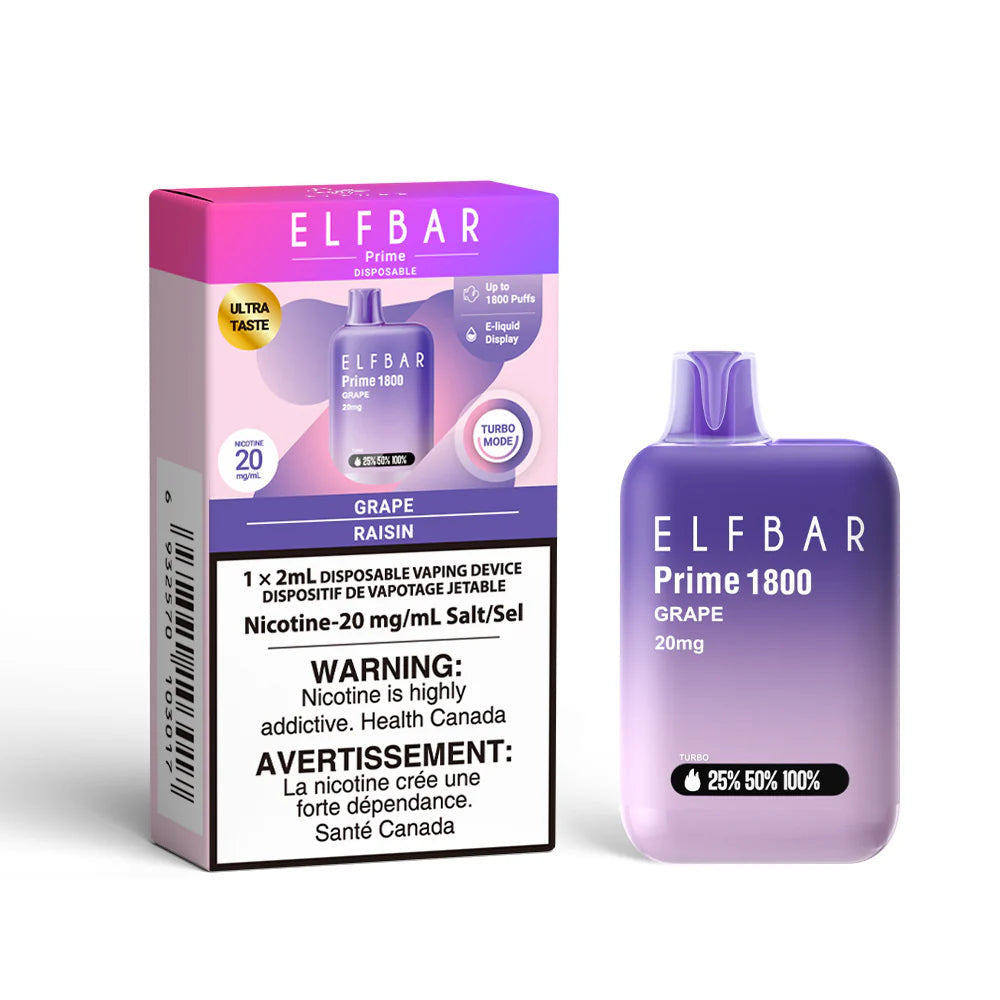 Elfbar Prime Grape 1800 puffs 20mg/ml disposable vape (Provincial)