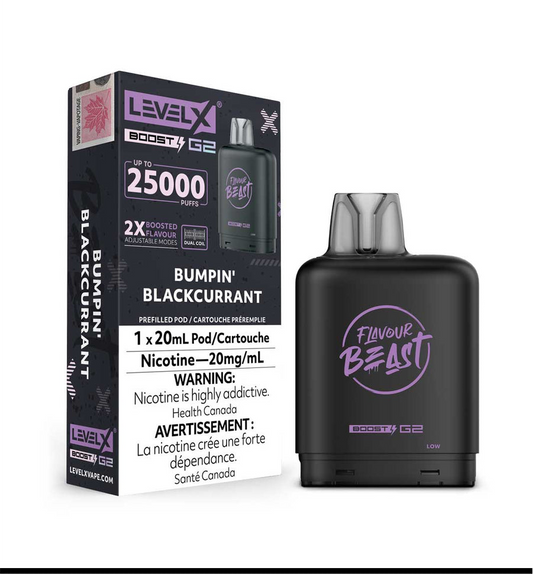 Flavour Beast Boost G2 Bumpin’ Blackcurrant Level X pod 20mg (Provincial)