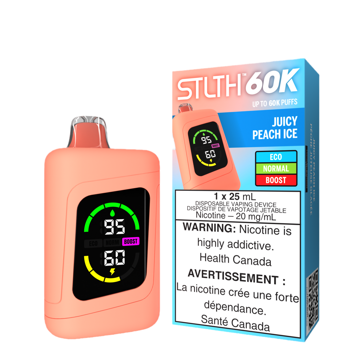 Stlth 60K Juicy Peach Ice 20mg/mL Disposable (Provincial)