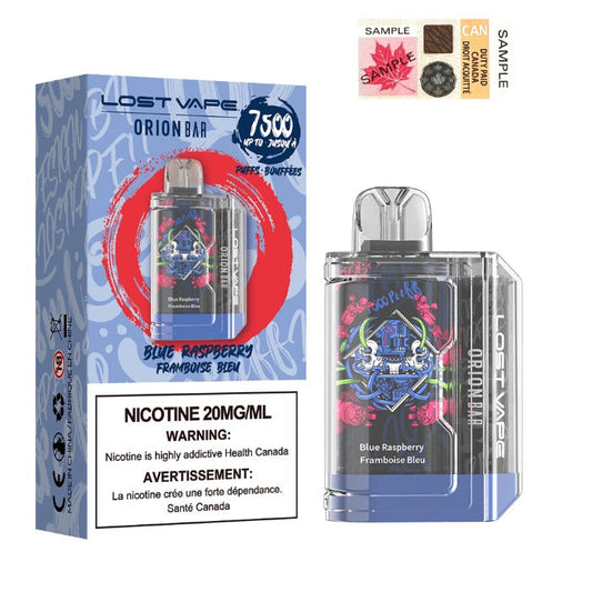 Barre jetable Lost Vape Orion 7500 Framboise bleue 20 mg/ml 