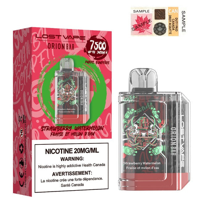 Barre jetable Lost Vape Orion 7500 Fraise Pastèque 20 mg/ml 