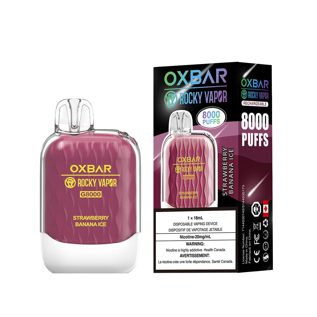 Oxbar G-8000 Glace à la fraise et à la banane 20 mg/ml jetable