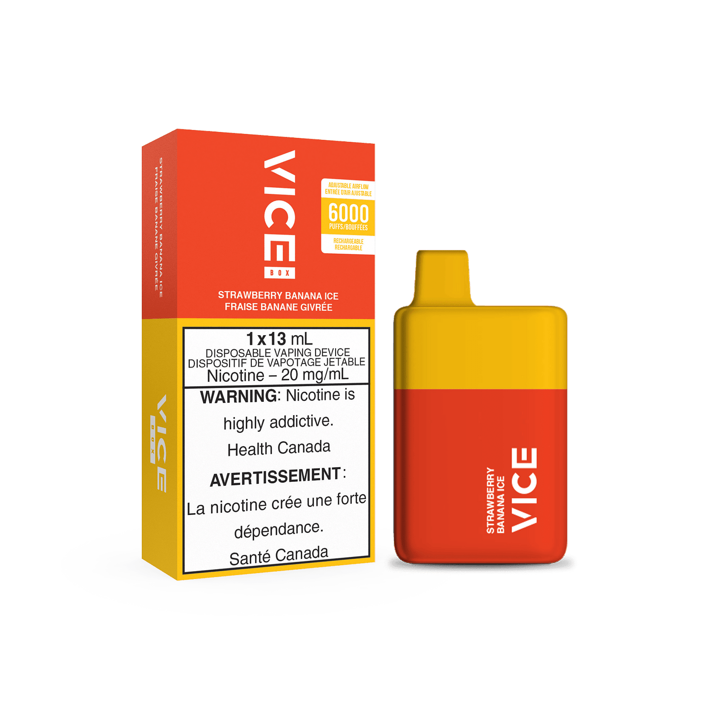 Vice box 6000 Glace fraise banane 20mg/ml jetable