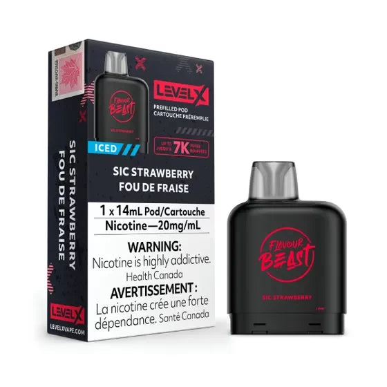 Flavour beast sic strawberry iced 7k level x pod 20mg