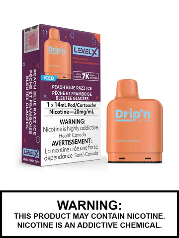 Pod de 20 mg de niveau de glace Razz Blue Ice de Drip'n Peach