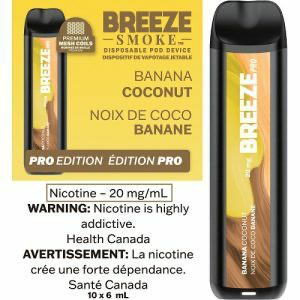 Breeze pro synthétique 50 cigarettes électroniques jetables à la banane et à la noix de coco 20 mg