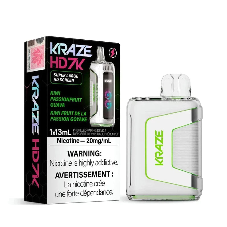 Kraze HD 7k Kiwi passionfruit guava 20mg/ml disposable