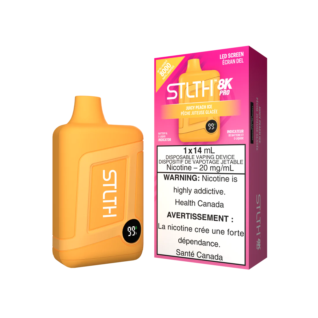 Stlth 8K Pro Juicy Peach Ice 20 mg/ml jetable (provincial)