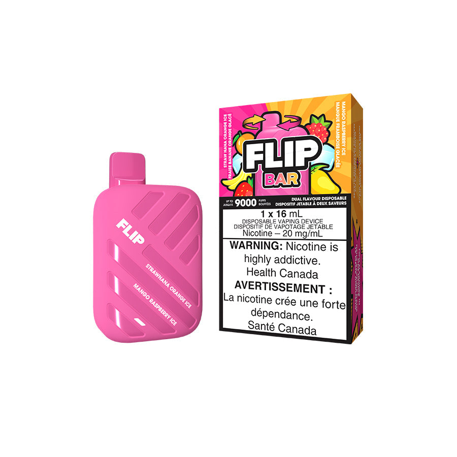 Barre Flip 9000 Straw nana glace orange + glace mangue framboise 20 mg/ml jetable