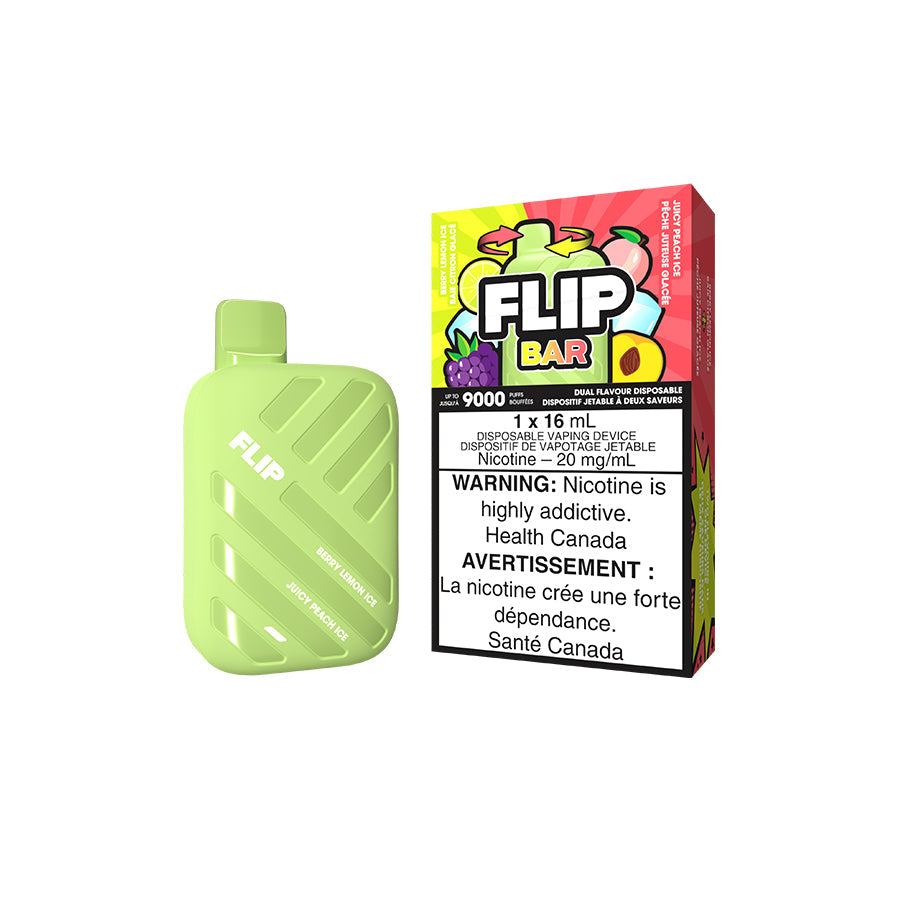 Barre Flip 9000 Glace citron baies + Glace pêche juteuse 20 mg/ml jetable