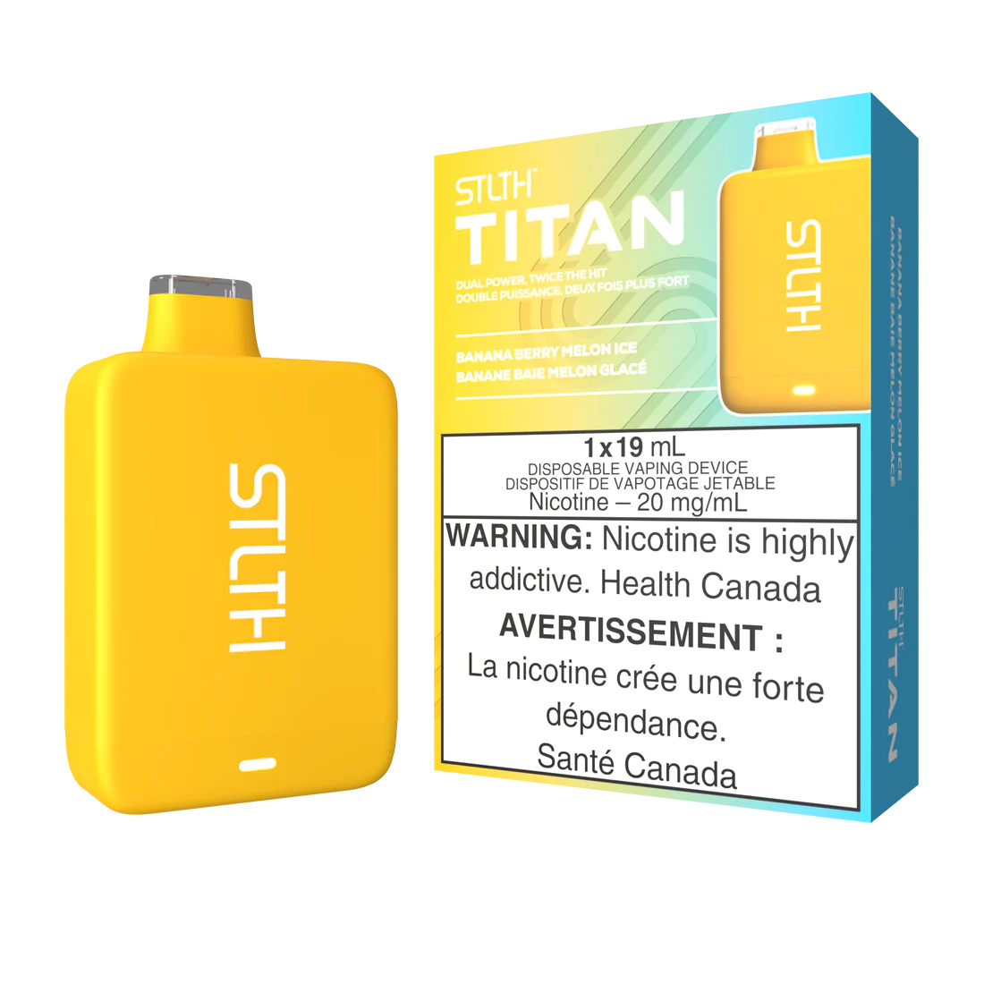 Glace à la banane, aux baies et au melon Stlth Titan, 20 mg/ml, jetable