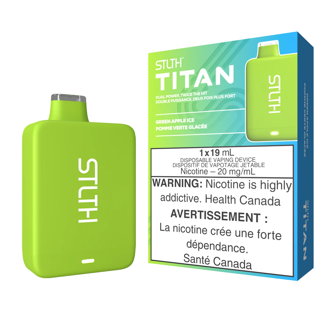 Stlth Titan Glace à la pomme verte 20 mg/ml jetable