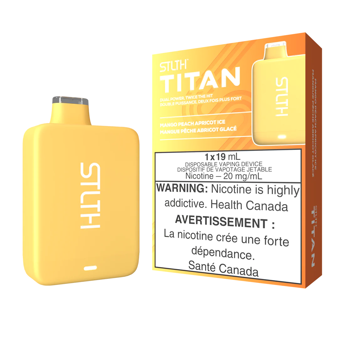 Stlth Titan Glace à la mangue, à la pêche et à l'abricot 20 mg/ml à usage unique