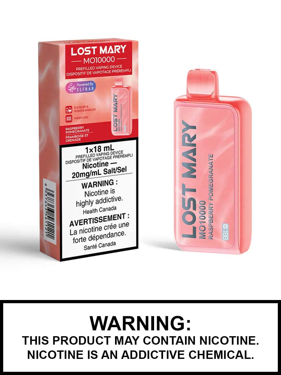 Lost Mary MO10000 Framboise Grenade 20mg/ml à usage unique