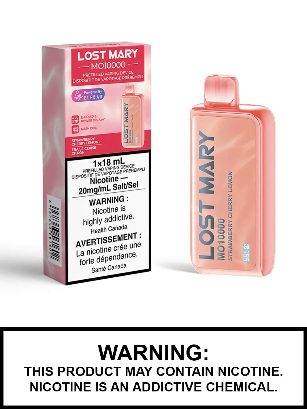 Lost Mary MO10000 Fraise cerise citron 20 mg/ml jetable