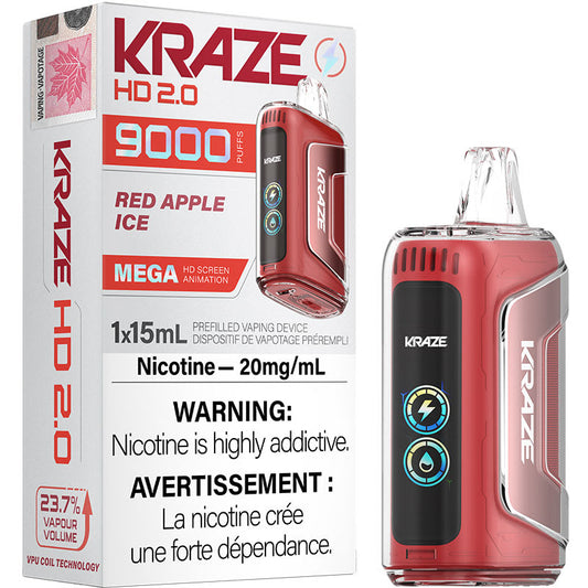 Kraze HD9K Glace à la pomme rouge 20 mg/ml jetable