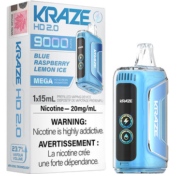 Kraze HD9K Glace bleue au citron et à la framboise 20 mg/ml jetable