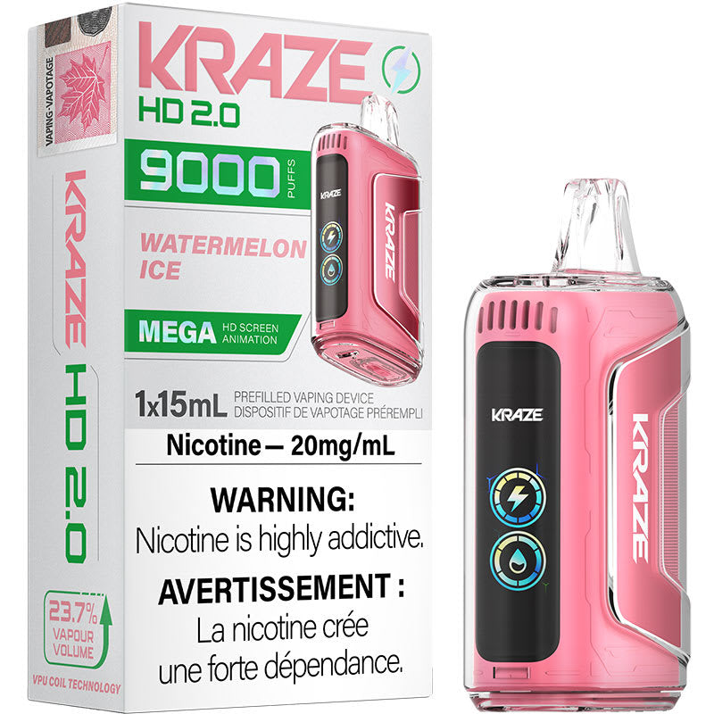 Kraze HD9k Glace à la pastèque 20 mg/ml jetable